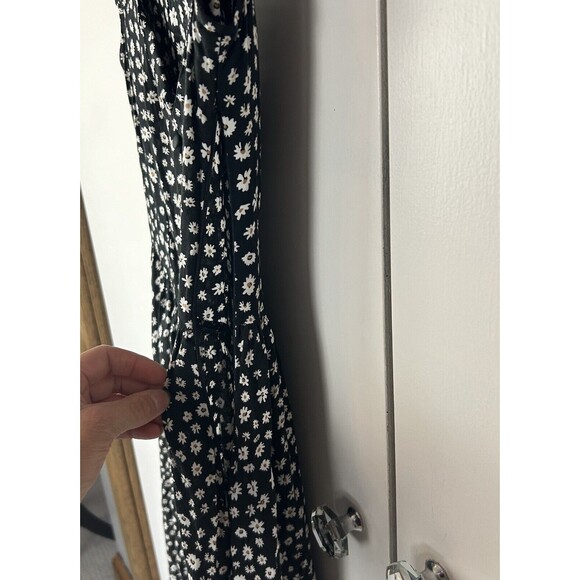 Asos Dress Women's Sz 4 Black Daisy Print Cap Sleeve Knee Length Sundress - Picture 6 of 9